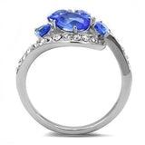 TK3211 - Stainless Steel Ring High polished (no plating) Women Synthetic Sapphire
