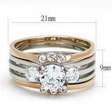 TK3212 - Stainless Steel Ring Two-Tone IP Rose Gold Women AAA Grade CZ Clear