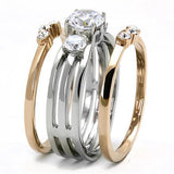 TK3212 - Stainless Steel Ring Two-Tone IP Rose Gold Women AAA Grade CZ Clear