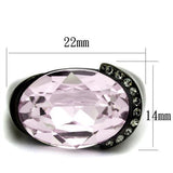 TK3213 - Stainless Steel Ring IP Black(Ion Plating) Women Top Grade Crystal Light Amethyst