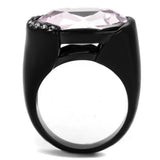 TK3213 - Stainless Steel Ring IP Black(Ion Plating) Women Top Grade Crystal Light Amethyst