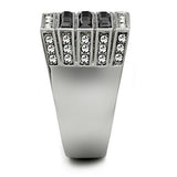 TK321 - Stainless Steel Ring High polished (no plating) Men Top Grade Crystal Jet