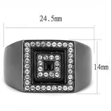 TK3220 - Stainless Steel Ring IP Light Black  (IP Gun) Men Top Grade Crystal Clear