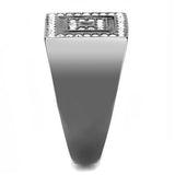 TK3220 - Stainless Steel Ring IP Light Black  (IP Gun) Men Top Grade Crystal Clear