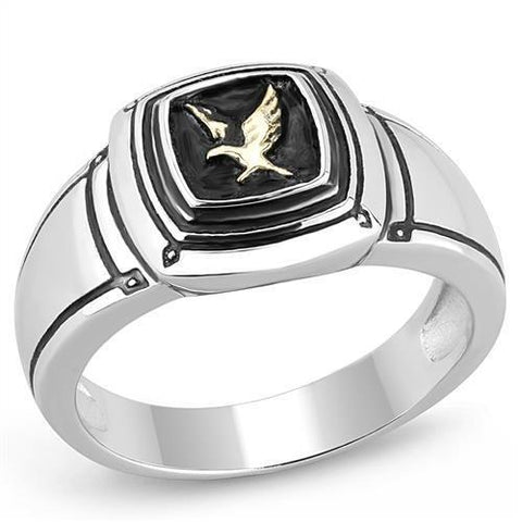 TK3226 - Stainless Steel Ring Two-Tone IP Gold (Ion Plating) Men Epoxy Jet