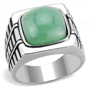 TK3229 - Stainless Steel Ring High polished (no plating) Men Synthetic Emerald