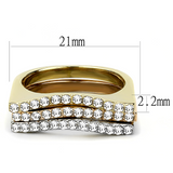 TK3234 - Stainless Steel Ring Three Tone IP?IP Gold & IP Rose Gold & High Polished) Women Top Grade Crystal Clear