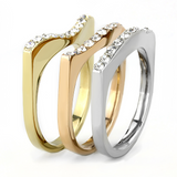 TK3234 - Stainless Steel Ring Three Tone IP?IP Gold & IP Rose Gold & High Polished) Women Top Grade Crystal Clear