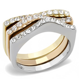 TK3234 - Stainless Steel Ring Three Tone IP?IP Gold & IP Rose Gold & High Polished) Women Top Grade Crystal Clear