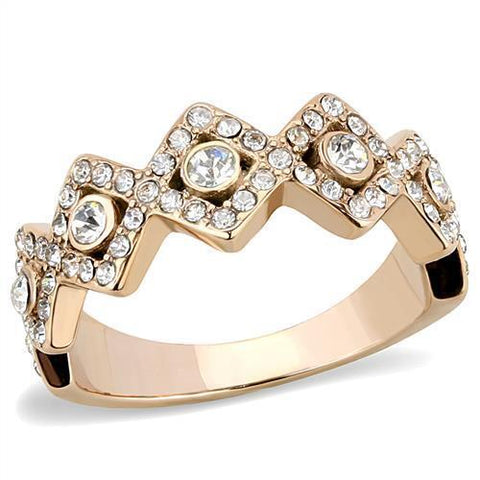 TK3237 - Stainless Steel Ring IP Rose Gold(Ion Plating) Women Top Grade Crystal Clear