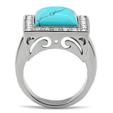 TK323 - Stainless Steel Ring High polished (no plating) Men Synthetic Sea Blue