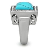 TK323 - Stainless Steel Ring High polished (no plating) Men Synthetic Sea Blue