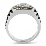 TK3240 - Stainless Steel Ring Two-Tone IP Gold (Ion Plating) Men AAA Grade CZ Clear