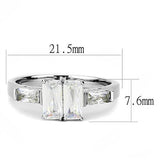 TK3244 - Stainless Steel Ring High polished (no plating) Women AAA Grade CZ Clear