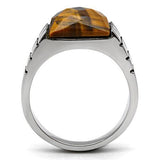 TK324 - Stainless Steel Ring High polished (no plating) Men Semi-Precious Smoked Quartz