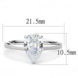 TK3251 - Stainless Steel Ring High polished (no plating) Women AAA Grade CZ Clear