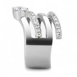 TK3254 - Stainless Steel Ring High polished (no plating) Women AAA Grade CZ Clear