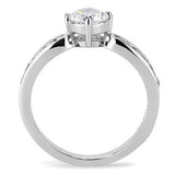 TK3256 - High polished (no plating) Stainless Steel Ring with AAA Grade CZ  in Clear