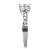 TK3256 - High polished (no plating) Stainless Steel Ring with AAA Grade CZ  in Clear