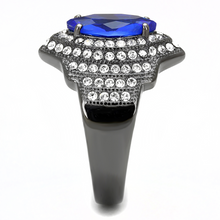 TK3258 - Stainless Steel Ring IP Light Black  (IP Gun) Women Synthetic Sapphire