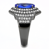 TK3258 - Stainless Steel Ring IP Light Black  (IP Gun) Women Synthetic Sapphire