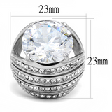 TK3263 - Stainless Steel Ring High polished (no plating) Women AAA Grade CZ Clear