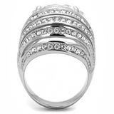 TK3263 - Stainless Steel Ring High polished (no plating) Women AAA Grade CZ Clear