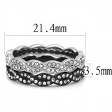 TK3265 - Stainless Steel Ring Two-Tone IP Black (Ion Plating) Women Top Grade Crystal Clear