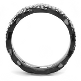 TK3265 - Stainless Steel Ring Two-Tone IP Black (Ion Plating) Women Top Grade Crystal Clear