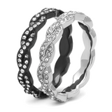 TK3265 - Stainless Steel Ring Two-Tone IP Black (Ion Plating) Women Top Grade Crystal Clear