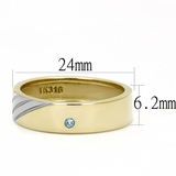 TK3267 - Stainless Steel Ring Two-Tone IP Gold (Ion Plating) Men Top Grade Crystal Sea Blue