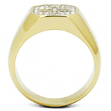 TK3270 - Stainless Steel Ring Two-Tone IP Gold (Ion Plating) Men Top Grade Crystal Clear