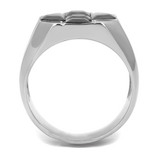 TK3271 - Stainless Steel Ring Two-Tone IP Gold (Ion Plating) Men AAA Grade CZ Black Diamond