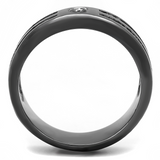 TK3275 - Stainless Steel Ring IP Light Black  (IP Gun) Men AAA Grade CZ Clear