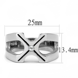 TK3278 - Stainless Steel Ring High polished (no plating) Men AAA Grade CZ Clear