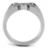 TK3278 - Stainless Steel Ring High polished (no plating) Men AAA Grade CZ Clear