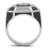 TK3282 - Stainless Steel Ring High polished (no plating) Men Epoxy Jet