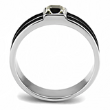 TK3292 - Stainless Steel Ring High polished (no plating) Men Top Grade Crystal Black Diamond