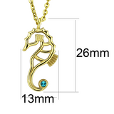TK3296 - Stainless Steel Necklace IP Gold(Ion Plating) Women Top Grade Crystal Blue Zircon