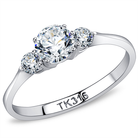TK3431 - Stainless Steel Ring High polished (no plating) Women AAA Grade CZ Clear