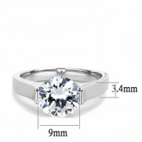 TK3432 - Stainless Steel Ring High polished (no plating) Women AAA Grade CZ Clear