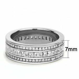 TK3435 - Stainless Steel Ring High polished (no plating) Women AAA Grade CZ Clear