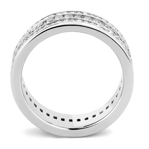 TK3435 - Stainless Steel Ring High polished (no plating) Women AAA Grade CZ Clear