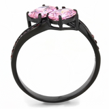 TK3444 - Stainless Steel Ring IP Black(Ion Plating) Women AAA Grade CZ Rose