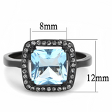 TK3447 - Stainless Steel Ring IP Black(Ion Plating) Women Synthetic Sea Blue