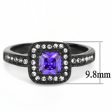 TK3450 - Stainless Steel Ring IP Black(Ion Plating) Women AAA Grade CZ Tanzanite