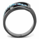 TK3451 - Stainless Steel Ring IP Light Black  (IP Gun) Women Top Grade Crystal Sea Blue