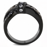 TK3452 - Stainless Steel Ring IP Black(Ion Plating) Women Synthetic Brown