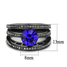 TK3453 - Stainless Steel Ring IP Light Black  (IP Gun) Women Top Grade Crystal Sapphire