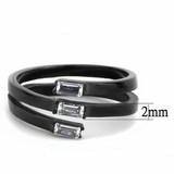 TK3455 - IP Black(Ion Plating) Stainless Steel Ring with AAA Grade CZ  in Clear